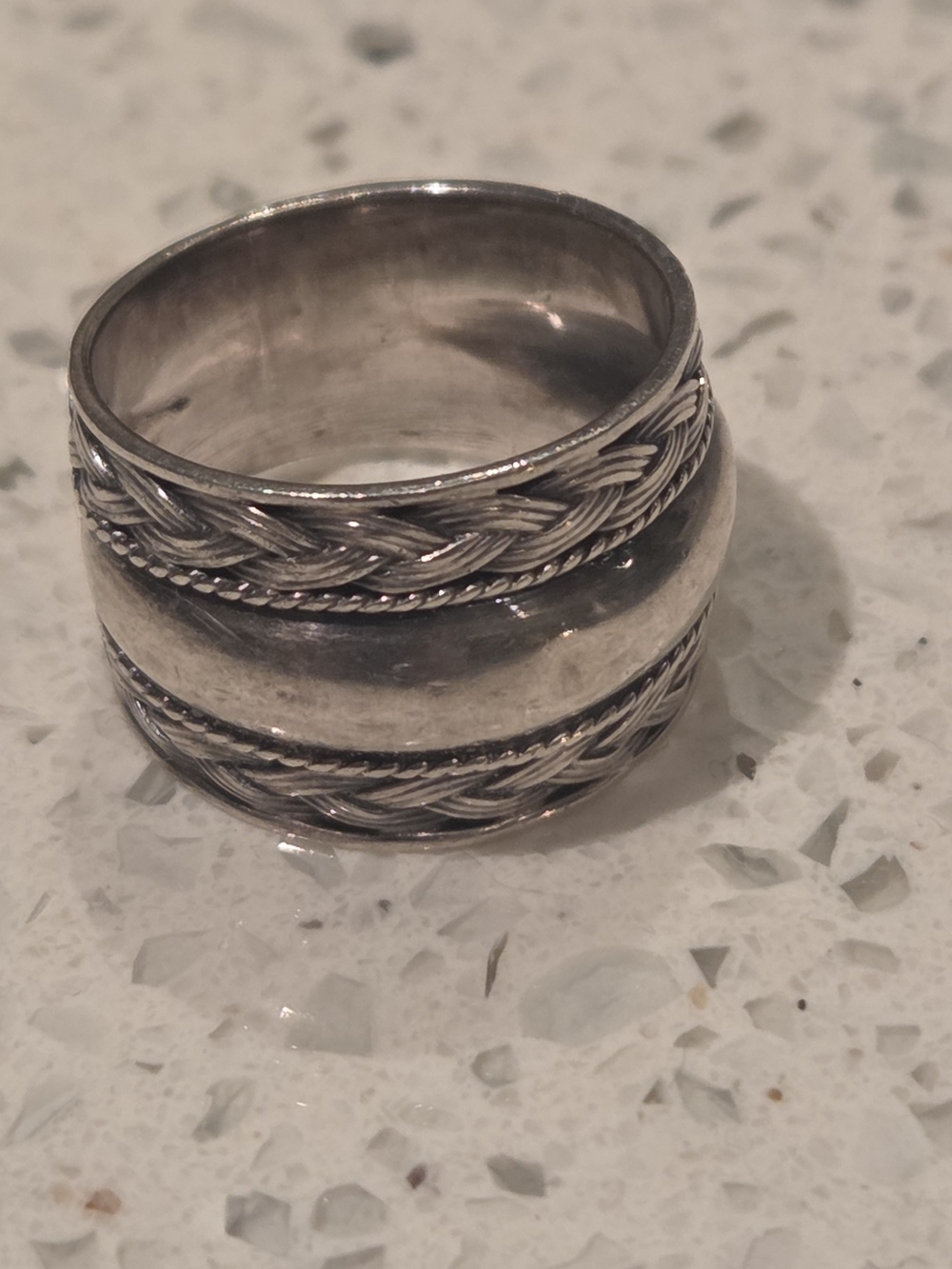 Wide Braided Sterling Silver (925) Band Ring